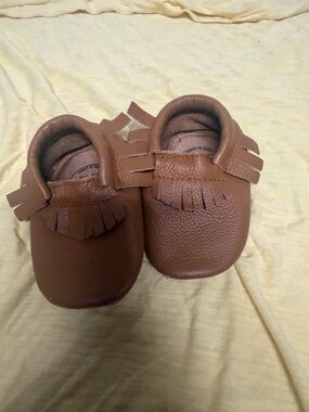 Bird Rock Toddler Brown Fringe Leather Moccasins